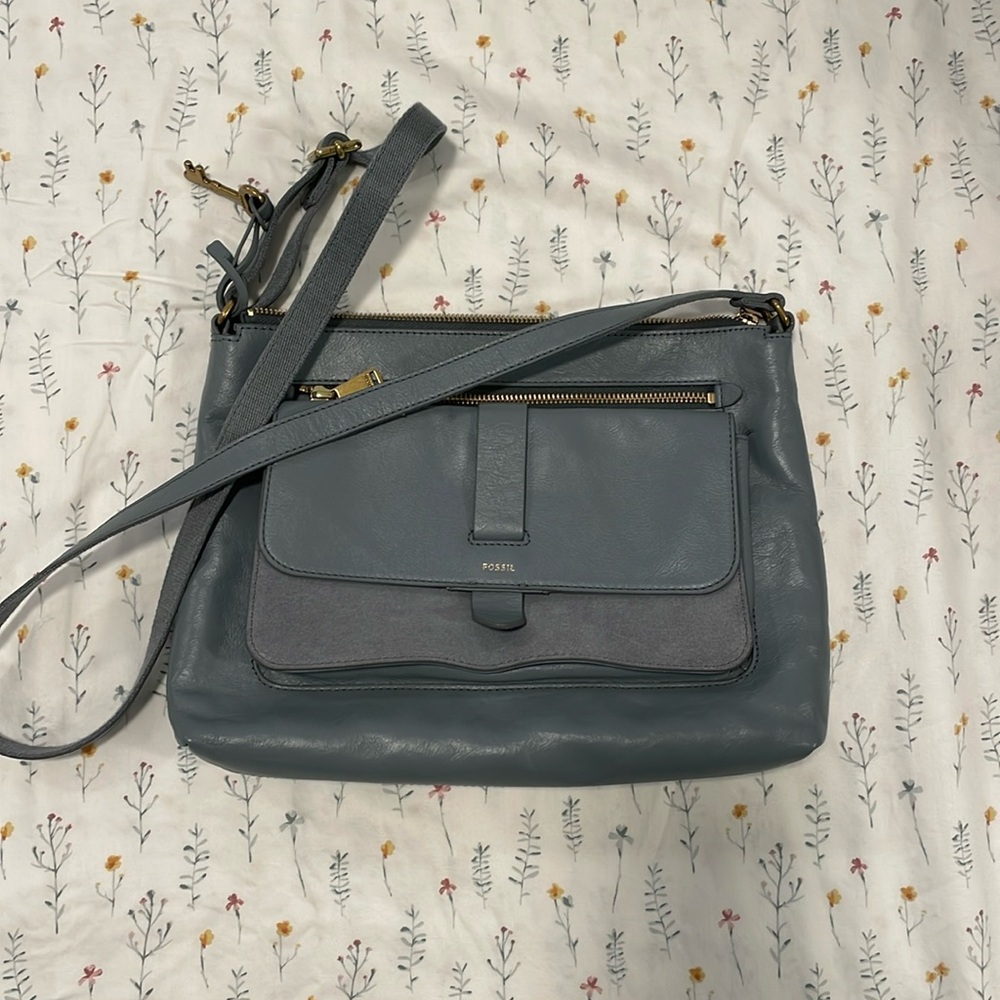 FOSSIL baby blue satchel